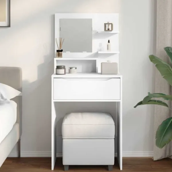 vidaXL Sminkbord>Sängrum Smyckesbord Vit 80 x 39,6 x 135 cm Konstruerat trä