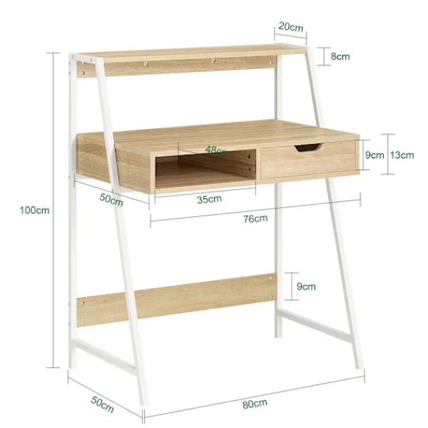 SoBuy Kontorsmöbler>Datorskrivbord med 1 låda i träfärg 80x50x100cm, industriell FWT63-N