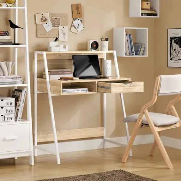 SoBuy Kontorsmöbler>Datorskrivbord med 1 låda i träfärg 80x50x100cm, industriell FWT63-N