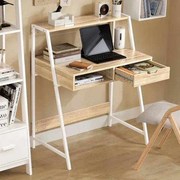 SoBuy Kontorsmöbler>Datorskrivbord med 1 låda i träfärg 80x50x100cm, industriell FWT63-N
