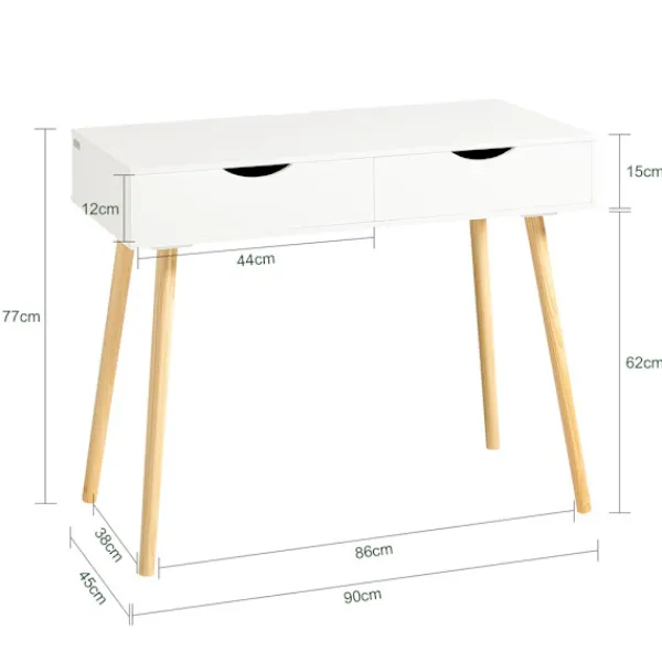 SoBuy Kontorsmöbler>Datorskrivbord med 1 låda i träfärg 90x45x77cm, minimalistisk FWT40-WN