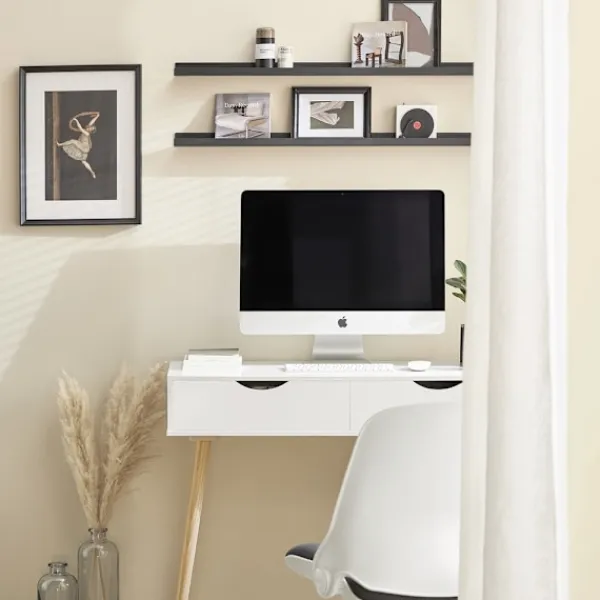SoBuy Kontorsmöbler>Datorskrivbord med 1 låda i träfärg 90x45x77cm, minimalistisk FWT40-WN