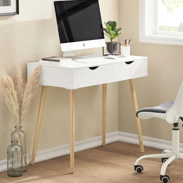 SoBuy Kontorsmöbler>Datorskrivbord med 1 låda i träfärg 90x45x77cm, minimalistisk FWT40-WN