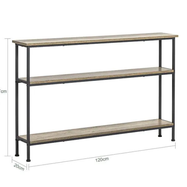 SoBuy Hyllor>Entrékonsol med 3 hyllor i svart 122x20x77cm, industriell FSB49-PZ