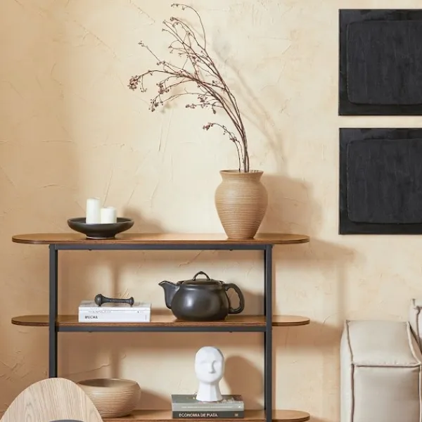 SoBuy Hyllor>Entrékonsol med 3 hyllor i brun 110x25x85cm, industriell FSB67-WS