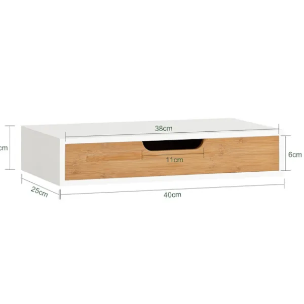 SoBuy Hyllor>Hylla med låda med 1 låda i träfärg 40x24.5x8cm, modern FRG92-WN
