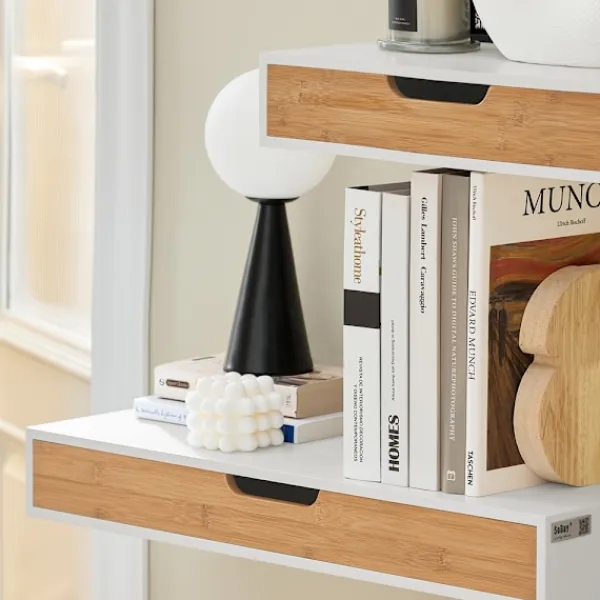 SoBuy Hyllor>Hylla med låda med 1 låda i träfärg 40x24.5x8cm, modern FRG92-WN