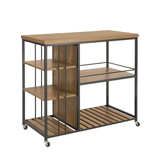 SoBuy Köksö>Köksö med 5 hyllor i brun 110x45x91cm, industriell SVW18-F