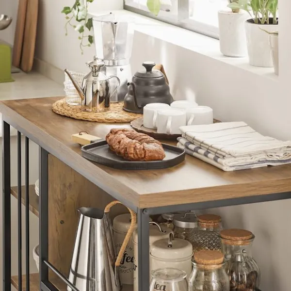 SoBuy Köksö>Köksö med 5 hyllor i brun 110x45x91cm, industriell SVW18-F