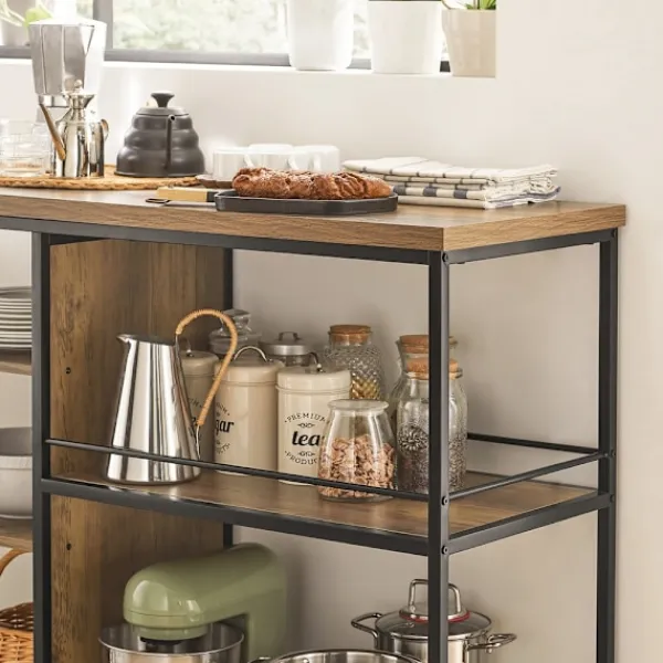 SoBuy Köksö>Köksö med 5 hyllor i brun 110x45x91cm, industriell SVW18-F