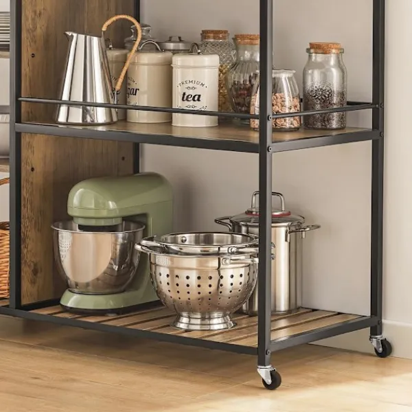 SoBuy Köksö>Köksö med 5 hyllor i brun 110x45x91cm, industriell SVW18-F