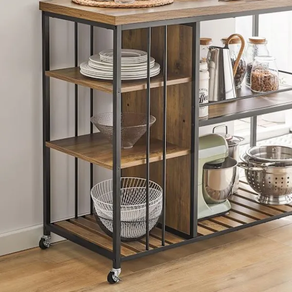 SoBuy Köksö>Köksö med 5 hyllor i brun 110x45x91cm, industriell SVW18-F