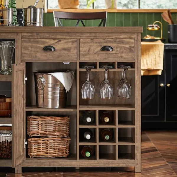 SoBuy Köksö>Köksö med 3 hyllor i träfärg 110x55x95cm, rustik SVW20-N