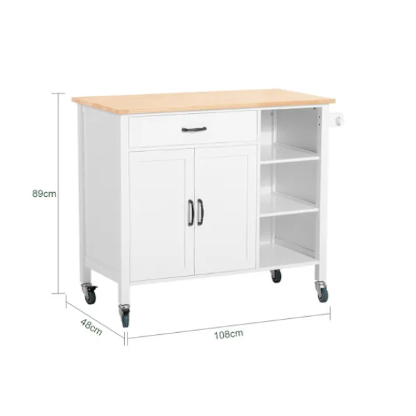 SoBuy Köksö>Köksö med 1 låda i träfärg 108x48x89cm, modern FKW103-WN