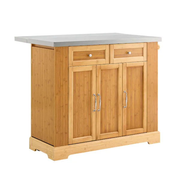SoBuy Köksö>Köksö med 2 lådor i träfärg 107x71x92.5cm, funktionell FKW130-N