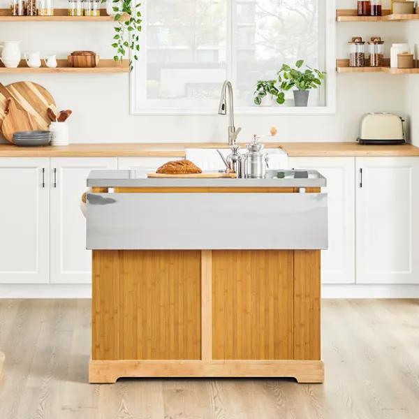 SoBuy Köksö>Köksö med 2 lådor i träfärg 107x71x92.5cm, funktionell FKW130-N