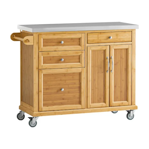 SoBuy Köksö>Köksö med 4 lådor i träfärg 115x46x91cm, funktionell FKW70-N