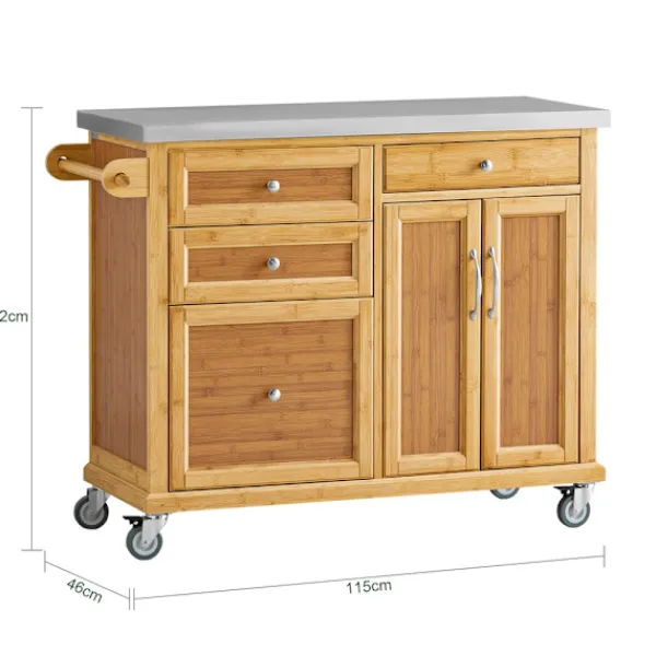 SoBuy Köksö>Köksö med 4 lådor i träfärg 115x46x91cm, funktionell FKW70-N