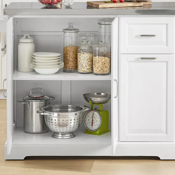 SoBuy Köksö>Köksö med 2 lådor i vit 129x71x91cm, modern FKW128-ST