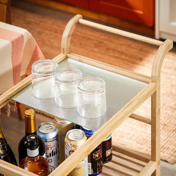 SoBuy Köksö>Köksvagn med 3 hyllor i träfärg 65x35x79.5cm, modern SVW24-N
