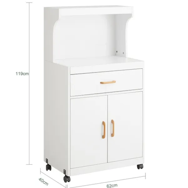 SoBuy Köksö>Köksvagn med 1 låda i vit 61x39.5x119cm, modern FSB12-W