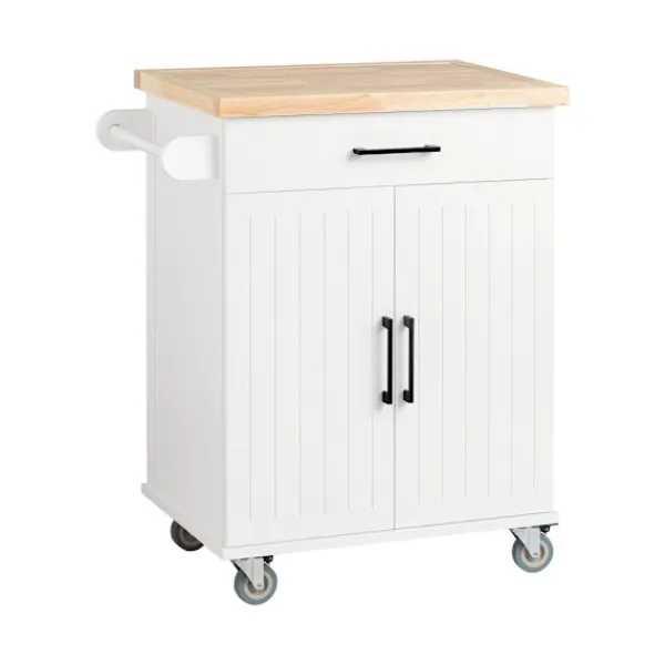 SoBuy Köksö>Köksvagn med 1 låda i träfärg 74x45.6x91cm, modern FKW119-WN