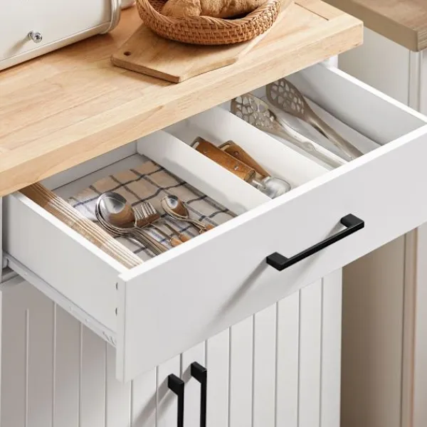 SoBuy Köksö>Köksvagn med 1 låda i träfärg 74x45.6x91cm, modern FKW119-WN