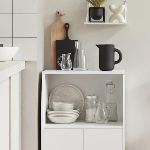 SoBuy Köksö>Köksvagn med 2 lådor i vit 55x38x84cm, modern FRG241-W