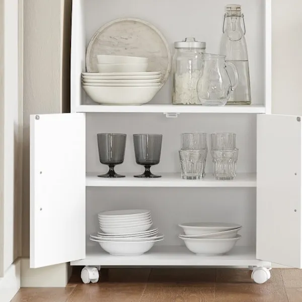SoBuy Köksö>Köksvagn med 2 lådor i vit 55x38x84cm, modern FRG241-W
