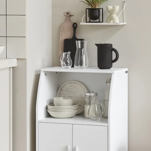 SoBuy Köksö>Köksvagn med 2 lådor i vit 55x38x84cm, modern FRG241-W