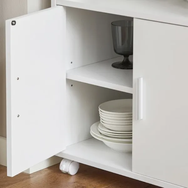 SoBuy Köksö>Köksvagn med 2 lådor i vit 55x38x84cm, modern FRG241-W
