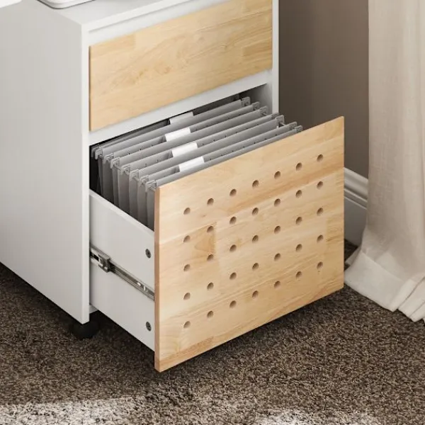 SoBuy Kontorsmöbler>Kontorsmöbel med 2 lådor i träfärg 45x45x59cm, modern ASK06-WN