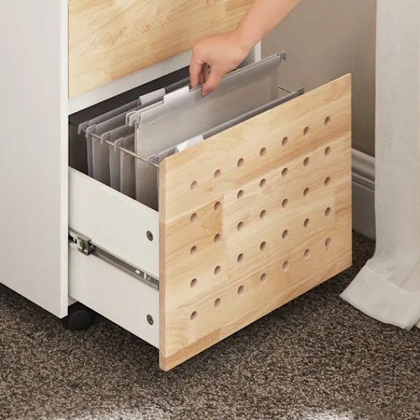 SoBuy Kontorsmöbler>Kontorsmöbel med 2 lådor i träfärg 45x45x59cm, modern ASK06-WN