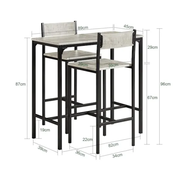 SoBuy Matgrupper>Matgrupp Barbord och 2 stolar Köksbord Matbord OGT03-HG