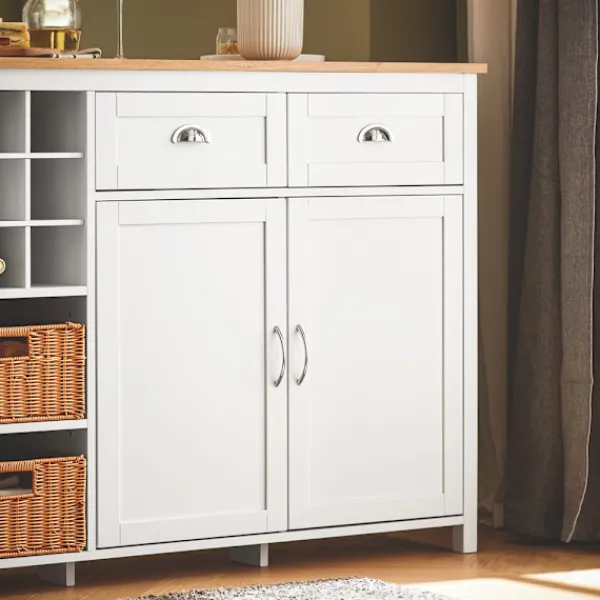 SoBuy Köksö>vit köksö med 2 korgar och 1 barbord 120x60x90cm, modern KNL05-W