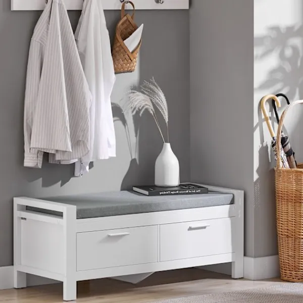 SoBuy Balkongmöbler>vit skohylla med 2 lådor 100x40.01x40.01cm, modern FSR74-W