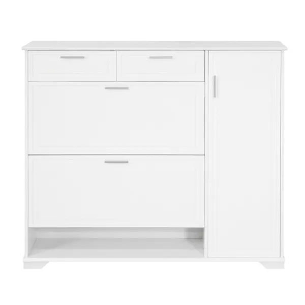 SoBuy Skåp>vit skåp för skor med 1 låda 120x26x110cm, modern FSR104-W