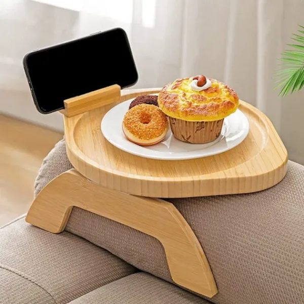 Småbord>Soffa Armstödsbord, 360° Rotera Soffa Armstödsbricka för Mat Rund