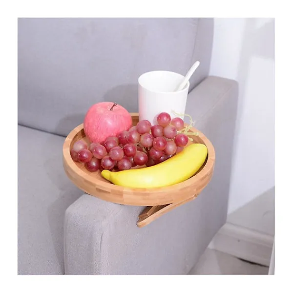 Småbord>Soffa bricka bord soffarm armstöd klämma på bricka trä soffa bricka praktisk tv bricka för fjärrkontroll kaffe