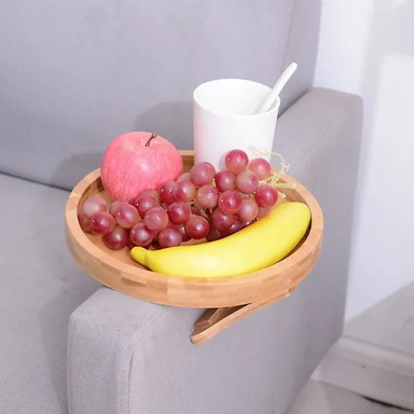 Crowned Småbord>Soffa brickbord soffa armstöd klämma bricka trä soffa bricka praktisk TV snacks bricka fjärrkontroll