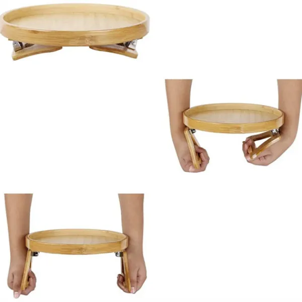Småbord>Soffa Clip Bricka, Portabelt Bord, Soffa Armstöd Bricka, Naturlig Bambu Armstöd Bricka, Clip Bricka för Att Äta och Dricka