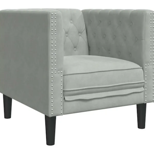 vidaXL Fåtöljer>Soffa Ljusgrå 74,5 x 71 x 70,5 cm Sammet