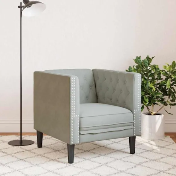 vidaXL Fåtöljer>Soffa Ljusgrå 74,5 x 71 x 70,5 cm Sammet