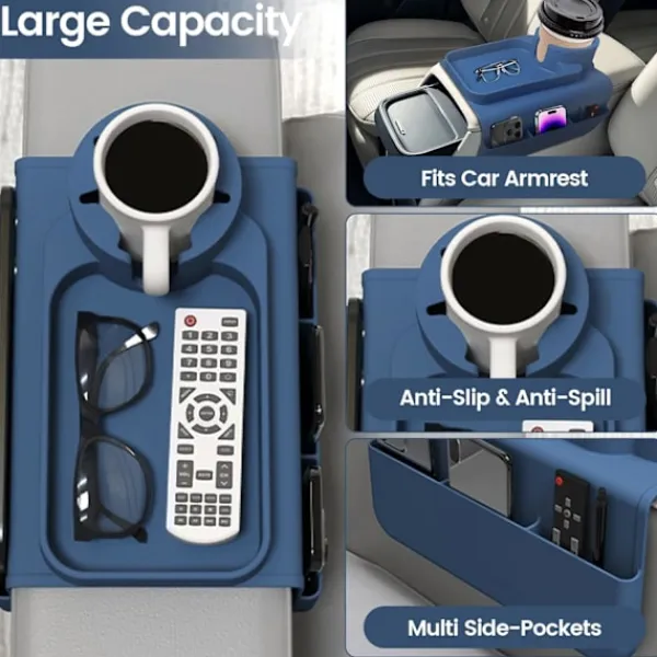 Soffor>Soffa mugghållare bricka, silikon soffa armstöd förvaringslåda med sidofickor för fjärrkontroll, mobiltelefon, surfplatta eller snacks