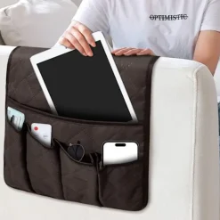 Soffor>Soffarmsstödsorganisatör med fjärrkontrollhållare Brun