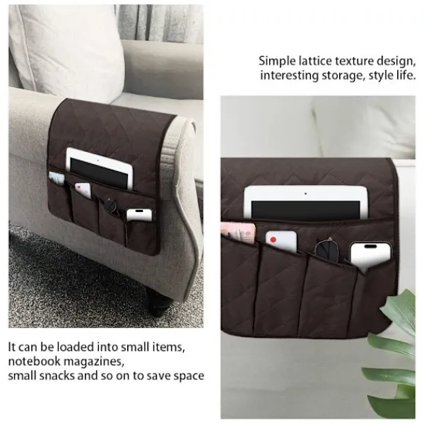 Soffor>Soffarmsstödsorganisatör med fjärrkontrollhållare Brun