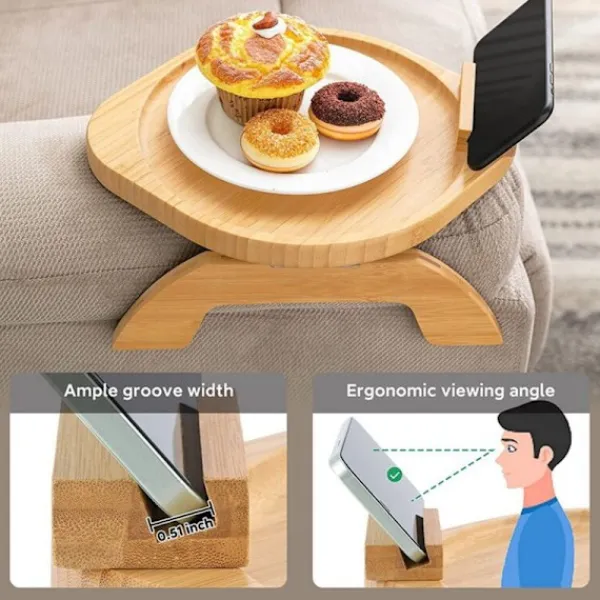 Småbord>Soffarmstöd Bord, 360° Roterande Soffarmstöd Bricka för Mat Rund