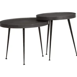 vidaXL Småbord>Soffbord 2 delar svart konstruerat trä