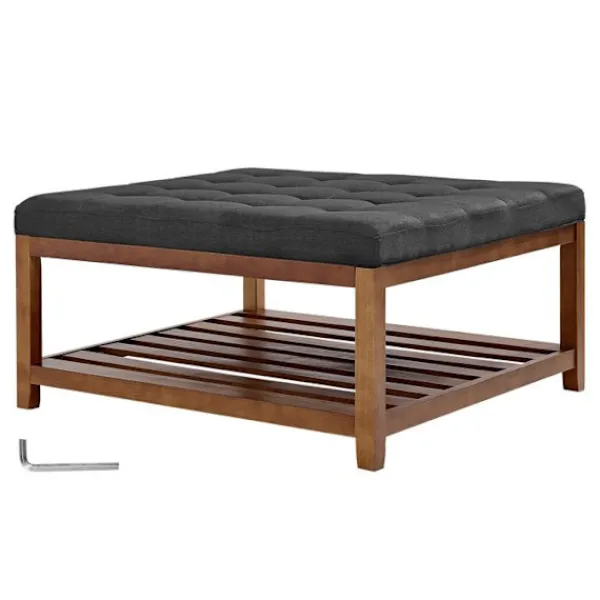 DUOKU Sittpuffar>Soffbord - - CWD0101CA-KD-MÖRKGREY - 875 mm - Massivt Trä - Linne Tyg