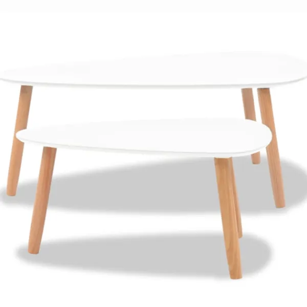 vidaXL Soffbord>Soffbord 2 st massiv furu vit
